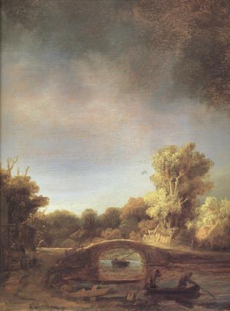 REMBRANDT Harmenszoon van Rijn Details of Landscape with a Stone Bridge (mk33) Sweden oil painting art